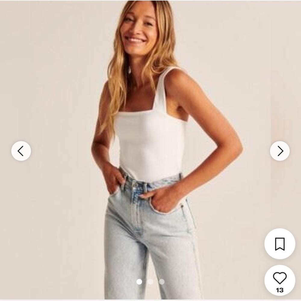 Abercrombie and Fitch Soft A&F White Square Neck Tank Top